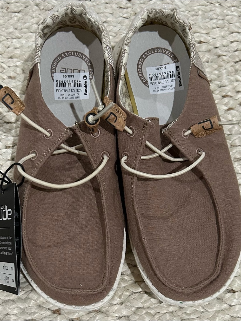 Hey Dude Men's Brown Canvas Slip-On Boat Shoes